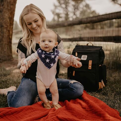 Parker Baby Co. Birch Bag, Birch Diaper Backpack, Insulated Pockets - Cream | Stylish diaper bag backpack with changing pad, stroller straps, 10+ pockets, and organized baby travel storage. 18x14x7" in Kuwait