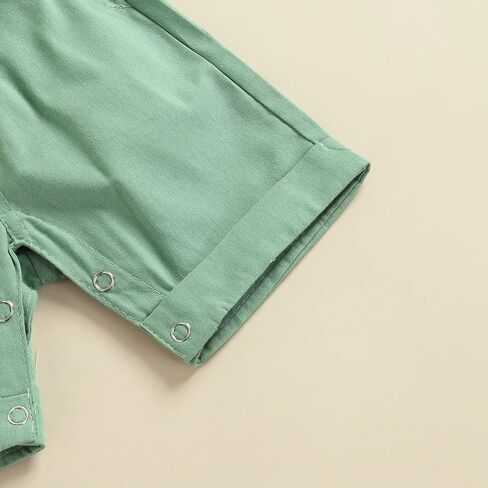 Qiylii Infant Baby Boys Short Sleeve Bowtie Buttons Bodysuit Shirts Suspender Shorts Casual Summer Clothes in Kuwait