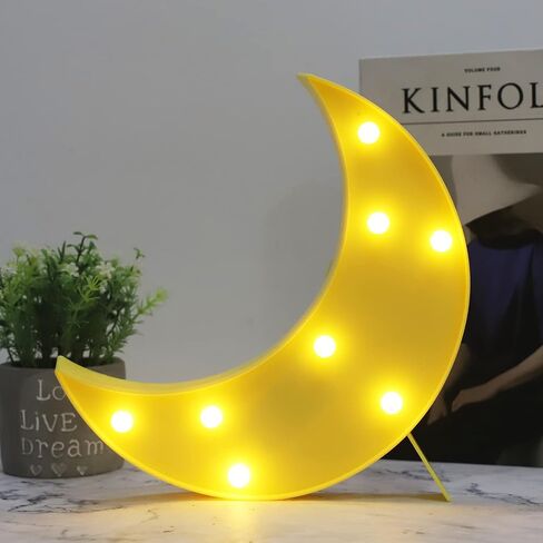 LED Moon Shaped Marquee Signs, Light Up Moon Night Lights Battery Operated Warm White Crescent Moon Lamp for Bedroom, Christmas, Birthday Party Decor-Moon(White) in Saudi Arabia
