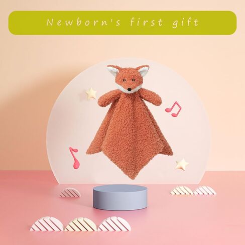 Doindute Baby Orange Fox Soft Stuffed Animal Security Blanket, Plush Fox Character Lovey Blanket, Baby Shower/Nursery Gift, Cuddly Newborn, Infant, Toddler Snuggle Blankie for Boys Girls, 14" in Saudi Arabia
