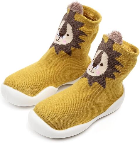 Baby Boys Girls Non-Skid Rubber Sole Indoor Floor Slipper Infant Toddler Cute Cartoon Animal Design Outdoor Breathable Cotton Sock Shoes in Saudi Arabia