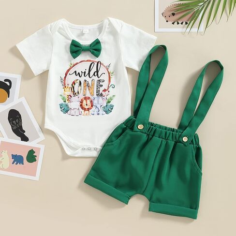 Kayotuas Toddler Baby Boy First Birthday Outfit Letter Print Short Sleeve T Shirt Top and Solid Shorts 2 Piece Summer Clothes in Saudi Arabia
