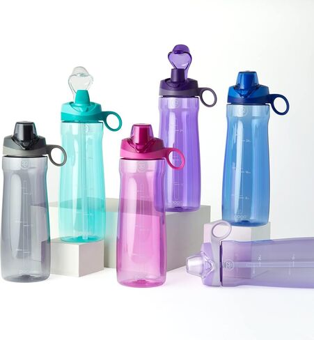 زجاجة مياه بلاستيكية من بوجو مع غطاء ناعم ومقبض للحمل، خالية من مادة BPA، آمنة للاستخدام في غسالة الأطباق in Kuwait