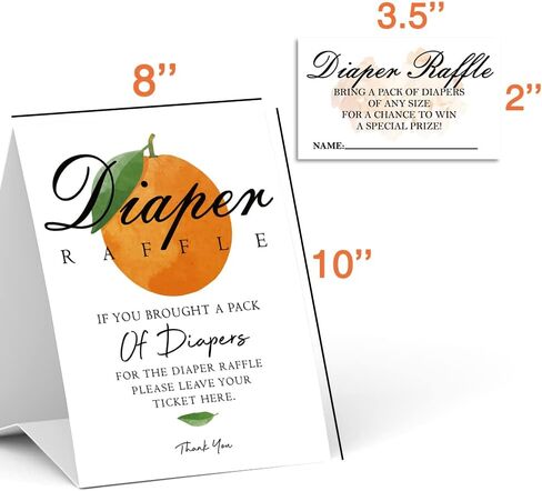 تذاكر سحب حفاضات استحمام الطفل، بطاقات ألعاب هدية لحفلات استقبال المولود الجديد، تذكرة سحب برتقالية، للجنسين صبي أو فتاة، مجموعة ديكورات حمام الطفل (علامة واحدة + 50 بطاقة)، ​​مع مجموعة من الحفاضات - DLM304 in Kuwait