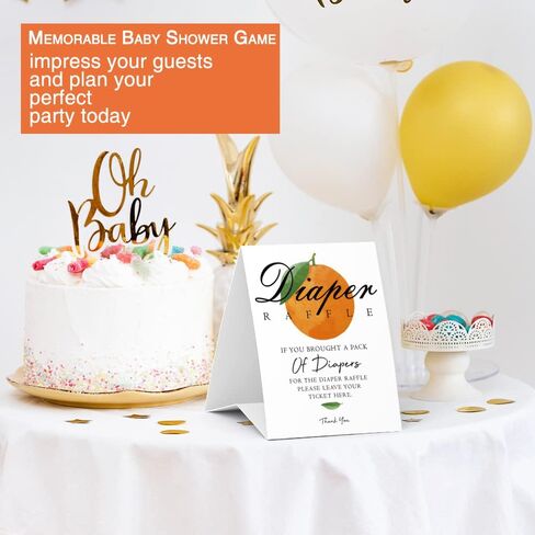 تذاكر سحب حفاضات استحمام الطفل، بطاقات ألعاب هدية لحفلات استقبال المولود الجديد، تذكرة سحب برتقالية، للجنسين صبي أو فتاة، مجموعة ديكورات حمام الطفل (علامة واحدة + 50 بطاقة)، ​​مع مجموعة من الحفاضات - DLM304 in Kuwait