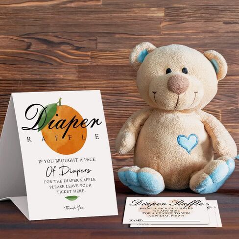 تذاكر سحب حفاضات استحمام الطفل، بطاقات ألعاب هدية لحفلات استقبال المولود الجديد، تذكرة سحب برتقالية، للجنسين صبي أو فتاة، مجموعة ديكورات حمام الطفل (علامة واحدة + 50 بطاقة)، ​​مع مجموعة من الحفاضات - DLM304 in Kuwait