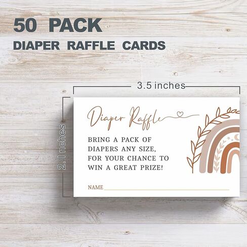 مجموعة ألعاب استحمام الطفل BLULND Diaper Raffle - 1 علامة واقفة و50 بطاقة تخمين، تذاكر سحب حفاضات Boho Rainbow لحفل استقبال الطفل، إعلان الطفل، الكشف عن الجنس لصالح الحفلات ومستلزماتها-BBLK-A04 in Saudi Arabia