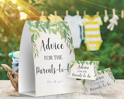 نصيحة للآباء المستقبليين، ألعاب استحمام الطفل باللون الأخضر، حمام الطفل ذو الطابع الأخضر، بطاقات نصيحة للآباء الجدد باللون الأخضر، تذكارات للأم والأب الجديد - لافتة واحدة + 50 بطاقة (GES19) in Kuwait