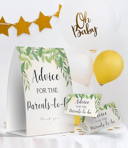 نصيحة للآباء المستقبليين، ألعاب استحمام الطفل باللون الأخضر، حمام الطفل ذو الطابع الأخضر، بطاقات نصيحة للآباء الجدد باللون الأخضر، تذكارات للأم والأب الجديد - لافتة واحدة + 50 بطاقة (GES19) in Kuwait