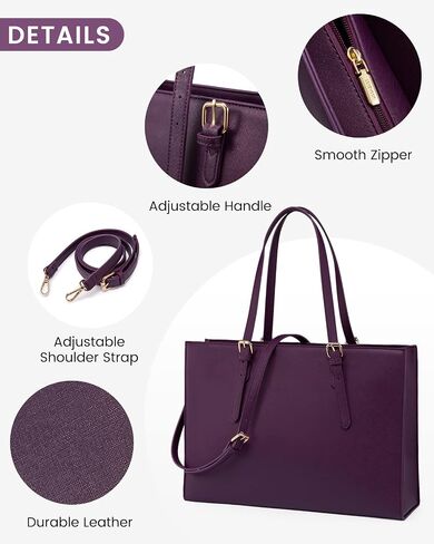 LOVEVOOK Laptop Tote and Briefcase Set for Women - 15.6 Inch Waterproof Leather Shoulder Bag with USB Charging Port for Business, Office, Work - Black in Saudi Arabia