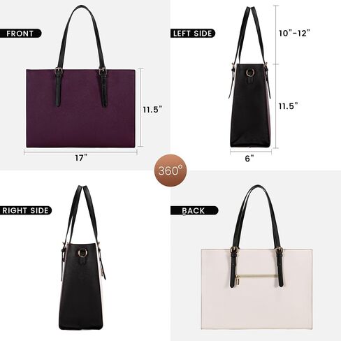 LOVEVOOK Laptop Tote and Briefcase Set for Women - 15.6 Inch Waterproof Leather Shoulder Bag with USB Charging Port for Business, Office, Work - Black in Saudi Arabia