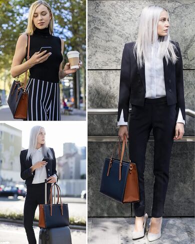 LOVEVOOK Laptop Tote and Briefcase Set for Women - 15.6 Inch Waterproof Leather Shoulder Bag with USB Charging Port for Business, Office, Work - Black in Saudi Arabia