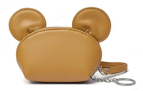 محفظة نقود من الجلد الطبيعي، محفظة صغيرة لتغيير شكل أذن الفأر اللطيف مع حلقة مفاتيح وسحاب للسيدات والفتيات in Kuwait