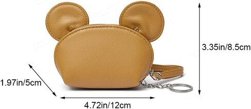 محفظة نقود من الجلد الطبيعي، محفظة صغيرة لتغيير شكل أذن الفأر اللطيف مع حلقة مفاتيح وسحاب للسيدات والفتيات in Kuwait