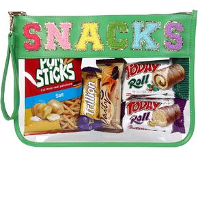 HAIBOLAN Monogram Clear Stadium Purse Bag Chenille Letter Travel Patch Pouch Snack Makeup Wristlet