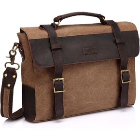 Messenger Bag for Men,Vintage Canvas Leather Canvas Laptop Satchel Shoulder Bag Business Briefcase