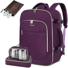 LOVEVOOK Carry on Backpack, 30L Travel Backpack for Women Airline Approved,Luggage Business Weekender Overnight Daypack as Personal Item fit for 15.6 inch Laptop,Beige