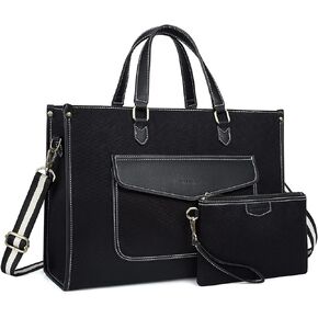 Missnine Tote Bag Canvas Laptop Bag for Women 15.6 inch Casual Work Bags with Clutch Purse Computer Shoulder Bag 2 PCS Set for Travel, Office, College in Kuwait