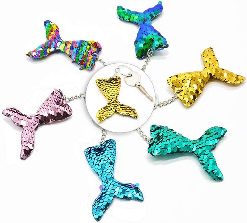ZSJ Mermaid Tail Sequins Coin Purse Crossbody Coin Wallet Bags for Kids Girls 6pcs with Shiny Sparkling Glitter Tails Mermaid Tail Key chains 6pcs Birthday Party Gifts in Saudi Arabia