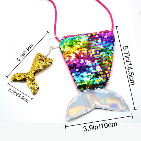 ZSJ Mermaid Tail Sequins Coin Purse Crossbody Coin Wallet Bags for Kids Girls 6pcs with Shiny Sparkling Glitter Tails Mermaid Tail Key chains 6pcs Birthday Party Gifts in Saudi Arabia