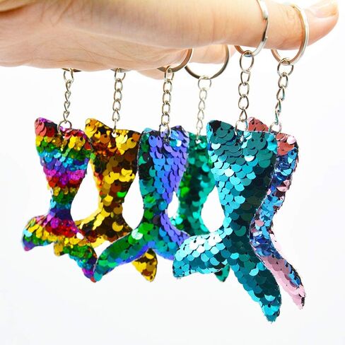 ZSJ Mermaid Tail Sequins Coin Purse Crossbody Coin Wallet Bags for Kids Girls 6pcs with Shiny Sparkling Glitter Tails Mermaid Tail Key chains 6pcs Birthday Party Gifts in Saudi Arabia