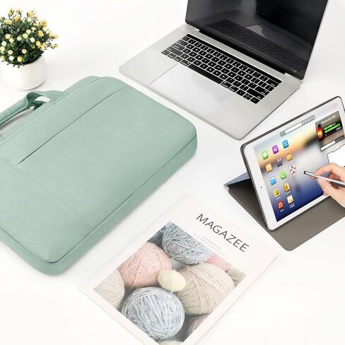 حقيبة كمبيوتر محمول مقاس 14 بوصة من DOMISO حقيبة كتف للكمبيوتر المحمول مقاومة للماء لجهاز MacBook Pro/HP Stream 14 Chromebook 14/Lenovo IdeaPad ThinkPad/ASUS ZenBook مقاس 14 بوصة، أخضر غامق in Kuwait