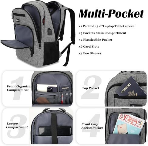 Backpack for Women Men, School Backpacks for Girls Boys Teens, Back Pack with USB Charging Port, College High School Laptop Bookbag Fit 15.6 Inch, Work Business Computer Book Bag, Beige in Saudi Arabia