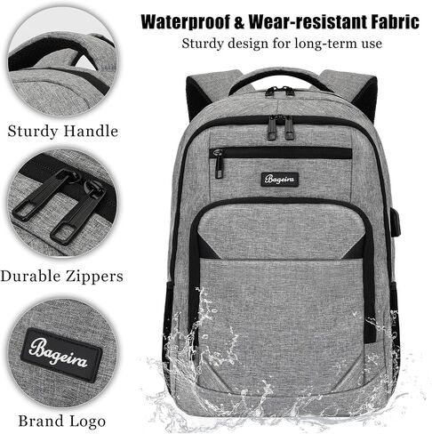 Backpack for Women Men, School Backpacks for Girls Boys Teens, Back Pack with USB Charging Port, College High School Laptop Bookbag Fit 15.6 Inch, Work Business Computer Book Bag, Beige in Saudi Arabia