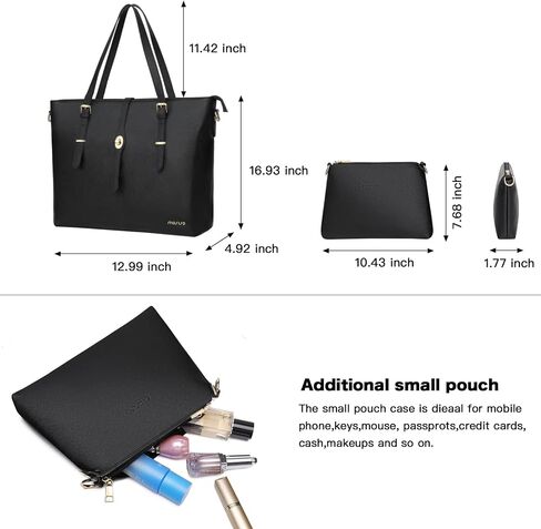 MOSISO Laptop Tote Bag Compatible with MacBook Pro 16 inch 2023-2019 M2 A2780 M1 A2485 Pro/Max A2141,15-15.6 inch Notebook, PU Leather Briefcase with Middle Button & Small Purse&Shoulder Strap, Black in Saudi Arabia
