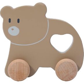 لعبة الدب الخشبية للدفع والسحب من مونتيسوري ماما - لعبة أطفال كلاسيكية لألعاب السحب - نشاط تعليمي - آمنة ومثالية لتنمية المهارات ووقت اللعب الممتع in Kuwait
