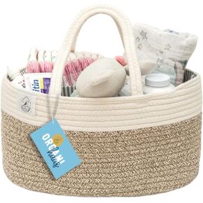 OrganiHaus Brown Baby Diaper Caddy Organizer for Changing Table, Baby Shower Basket, Car Diaper Basket Organizer, Diaper Caddy for Baby Girl & Boy, Baby Basket for Storage, Nursery Basket