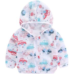 Mud Kingdom Boys Girls Lightweight Jacket with Hood Ultra-Thin Zipper Cartoon Print Summer Cute Cartoon in Saudi Arabia