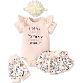 fioukiay Newborn Infant Baby Girl Clothes Romper Shorts Set Floral Summer Outfits in Saudi Arabia