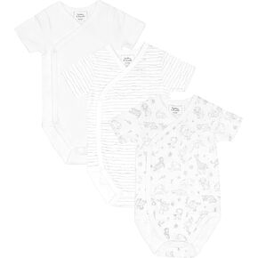 Stellou & friends Unisex Crossbody Side Snap Onesies - Cotton Bodysuit - 3-Pack