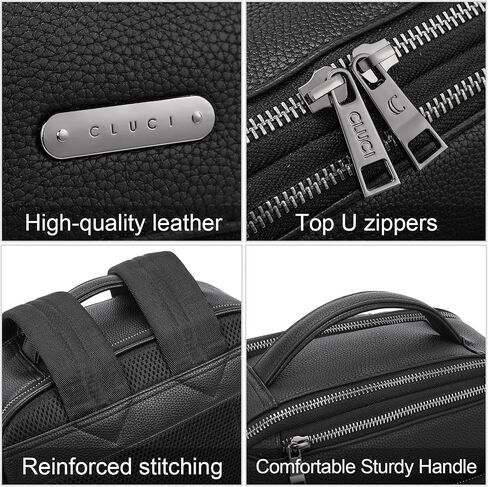 CLUCI Genuine Leather Backpack for Men Slim 15.6 Inch Laptop Large Capacity Business Travel Bag Black in Saudi Arabia
