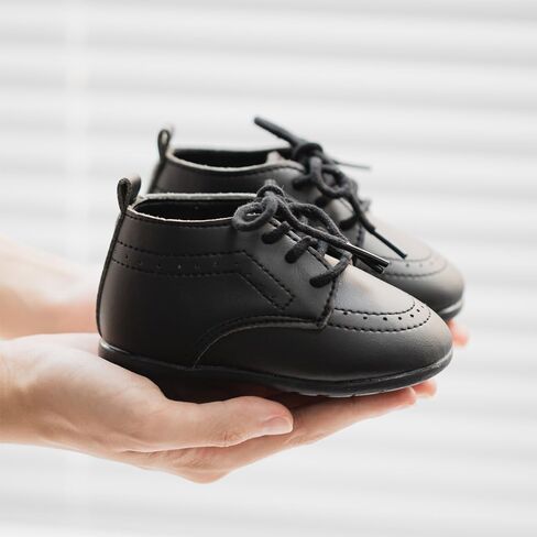 Meckior Infant Baby Boys Girls Classic PU Leather Wedding Loafers Brogue Toddler Oxford Dress Shoes First Steps Walking Flat Lazy Crib Shoe in Kuwait