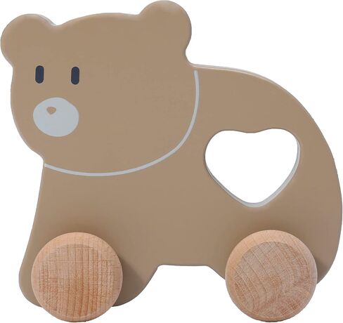 لعبة الدب الخشبية للدفع والسحب من مونتيسوري ماما - لعبة أطفال كلاسيكية لألعاب السحب - نشاط تعليمي - آمنة ومثالية لتنمية المهارات ووقت اللعب الممتع in Kuwait