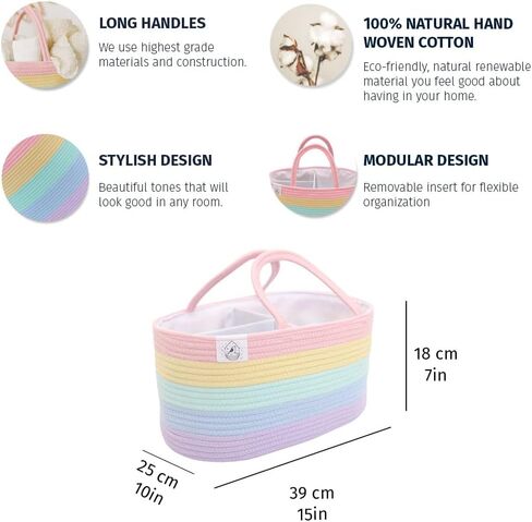 OrganiHaus Brown Baby Diaper Caddy Organizer for Changing Table, Baby Shower Basket, Car Diaper Basket Organizer, Diaper Caddy for Baby Girl & Boy, Baby Basket for Storage, Nursery Basket in Saudi Arabia
