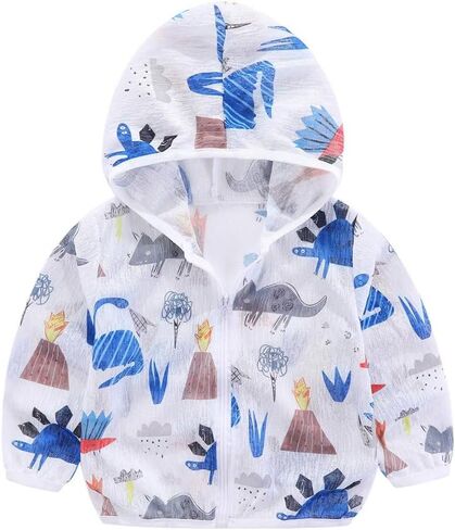 Mud Kingdom Boys Girls Lightweight Jacket with Hood Ultra-Thin Zipper Cartoon Print Summer Cute Cartoon in Saudi Arabia