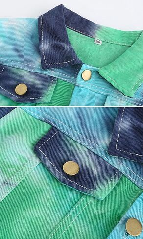 Toddler Baby Boys Girls Fall Clothes Thin Denim Jackets Kids Tie Dye Ripped Jeans Coats Button Down Outerwear in Kuwait