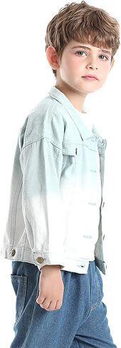 Toddler Baby Boys Girls Fall Clothes Thin Denim Jackets Kids Tie Dye Ripped Jeans Coats Button Down Outerwear in Kuwait