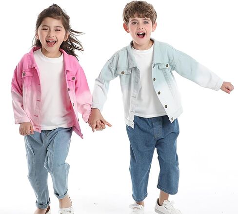 Toddler Baby Boys Girls Fall Clothes Thin Denim Jackets Kids Tie Dye Ripped Jeans Coats Button Down Outerwear in Kuwait