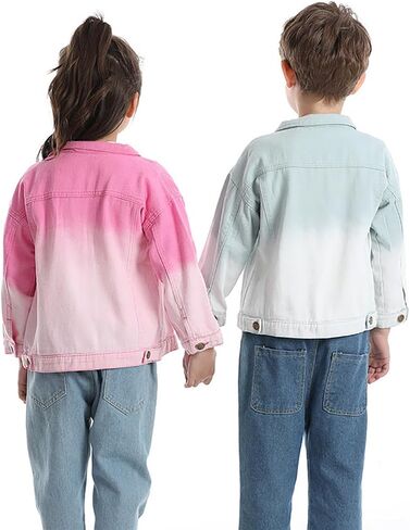 Toddler Baby Boys Girls Fall Clothes Thin Denim Jackets Kids Tie Dye Ripped Jeans Coats Button Down Outerwear in Kuwait