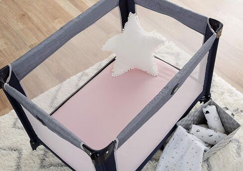 TL Care 100% Natural Organic Cotton Jersey Knit Fitted Pack N Play Playard Sheet, Gray, Soft Breathable, for Boys and Girls in Kuwait