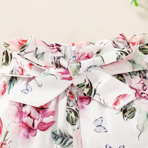 Baby Girl Clothes Infant Summer Outfits Set Ruffle Sleeve Romper and Floral Shorts with Headband in Saudi Arabia