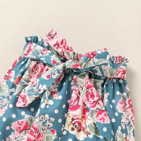 Baby Girl Clothes Infant Summer Outfits Set Ruffle Sleeve Romper and Floral Shorts with Headband in Saudi Arabia