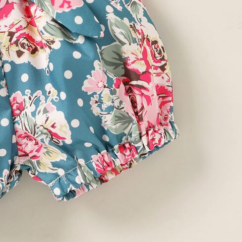 Baby Girl Clothes Infant Summer Outfits Set Ruffle Sleeve Romper and Floral Shorts with Headband in Saudi Arabia