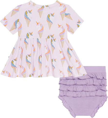 Posh Peanut Two Piece Set - Short Sleeve Peplum Top & Shorts Set - Breathable Viscose from Bamboo Baby Girl Outfits in Kuwait