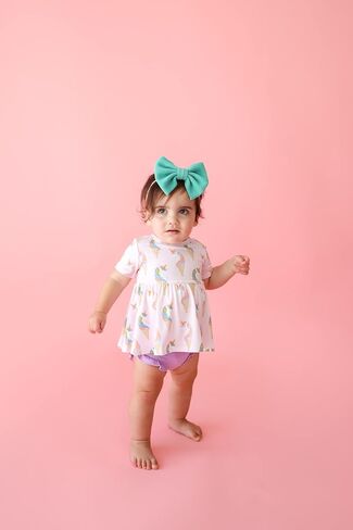 Posh Peanut Two Piece Set - Short Sleeve Peplum Top & Shorts Set - Breathable Viscose from Bamboo Baby Girl Outfits in Kuwait