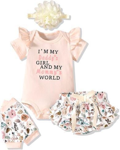 fioukiay Newborn Infant Baby Girl Clothes Romper Shorts Set Floral Summer Outfits in Kuwait